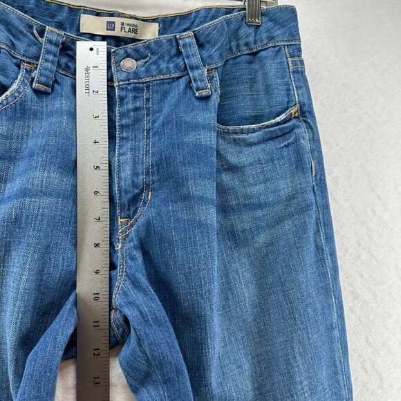 GAP Jeans Womens Sz 12Long Original Flare Medium Washed Denim Cotton Blend Blue - Picture 9 of 10